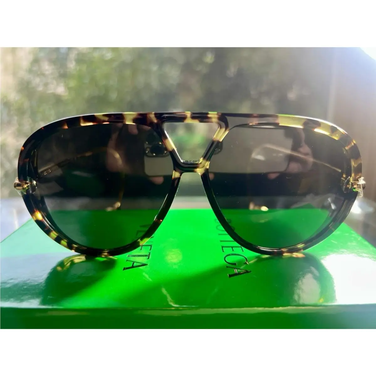 BV1273S 005 Aviator Sunglasses Havana Frame Grey Lens 180mm by Bottega Veneta