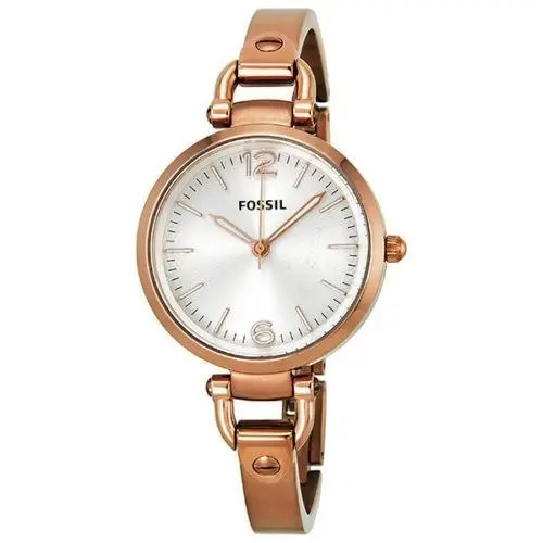 Fossil Ladies Rose Gold Bangle Silver Dial Watch ES3110