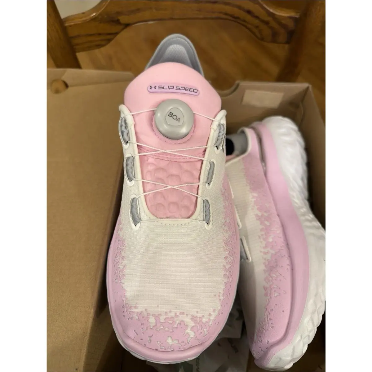 Under Armour shoes - Under Armour SlipSpeed Mega Ripstop - white/pink, silver accent (UPC: 0197778071445) 9