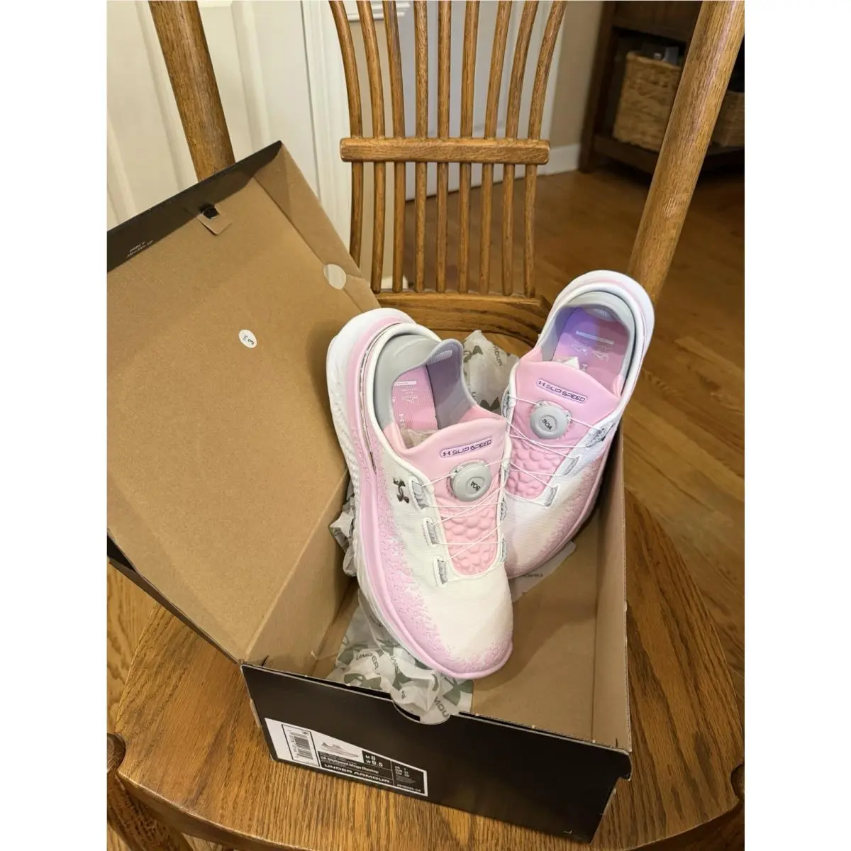Under Armour shoes - Under Armour SlipSpeed Mega Ripstop - white/pink, silver accent (UPC: 0197778071445) 0