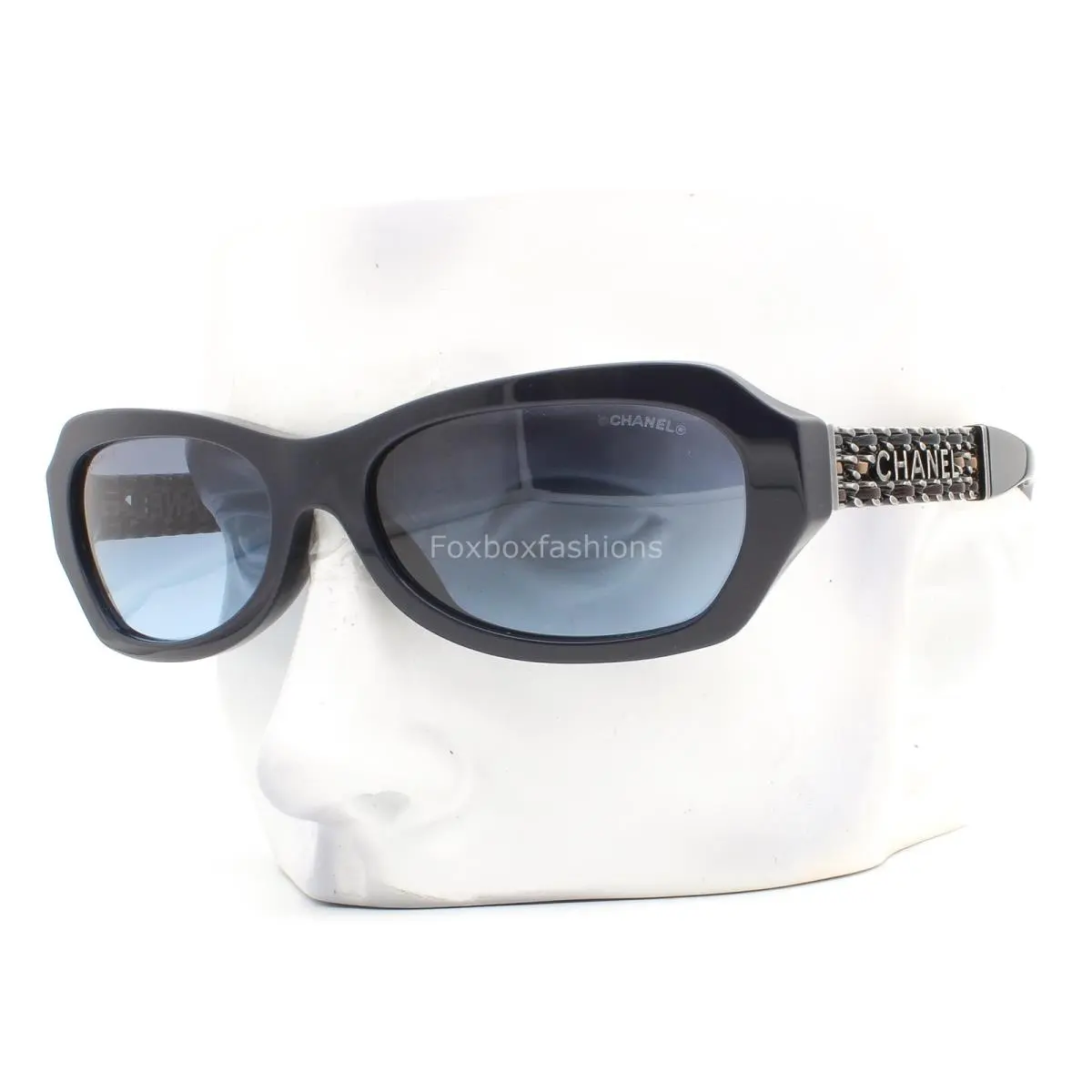 Chanel Sunglasses ch5537QA 1725/S2 Dark Blue Gunmetal Silver Chain with Case