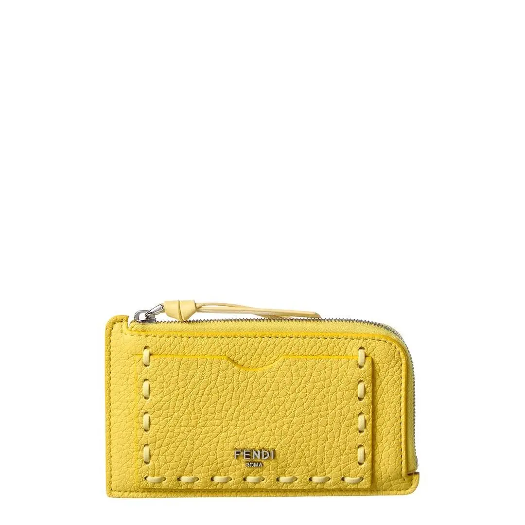 Fendi Peekaboo Leather Card Holder Women`s Yellow