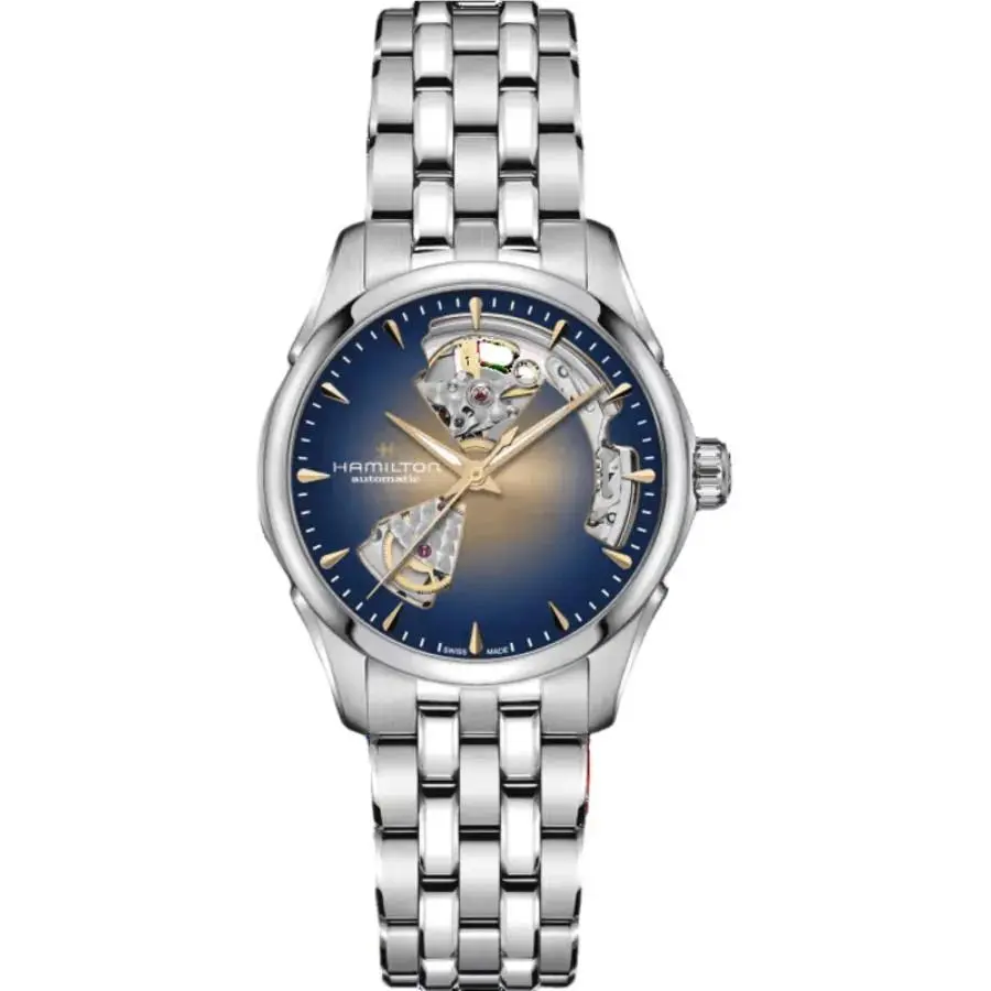 Hamilton Jazzmaster Open Heart Automatic Champagne Women`s Watch H32215101 - Face: Champagne, Dial: Champagne, Band: Silver