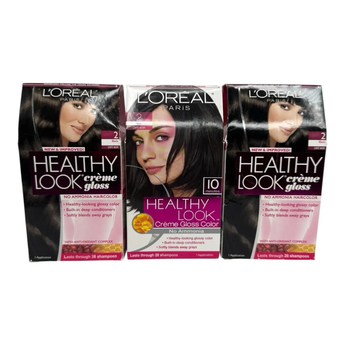 3 L`oreal Healthy Look Creme Gloss Hair Color 2 Black Cafe Noir by L'Oréal
