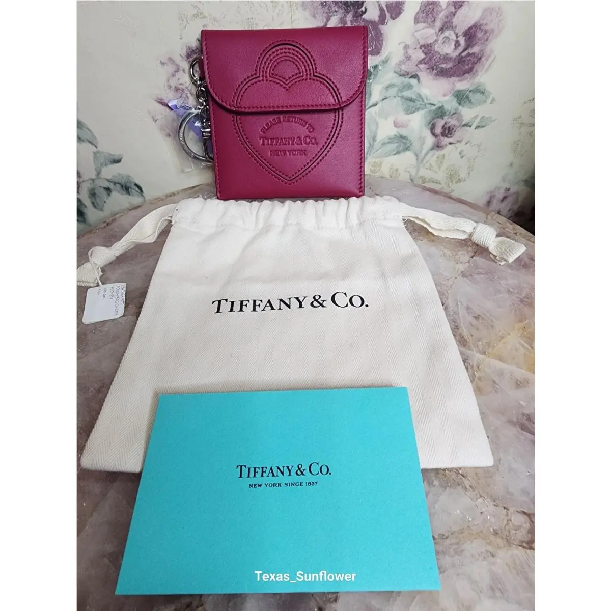 Tiffany Co. Fuchsia Leather Pouch Clutch Purse Card Holder Rare Htf Color