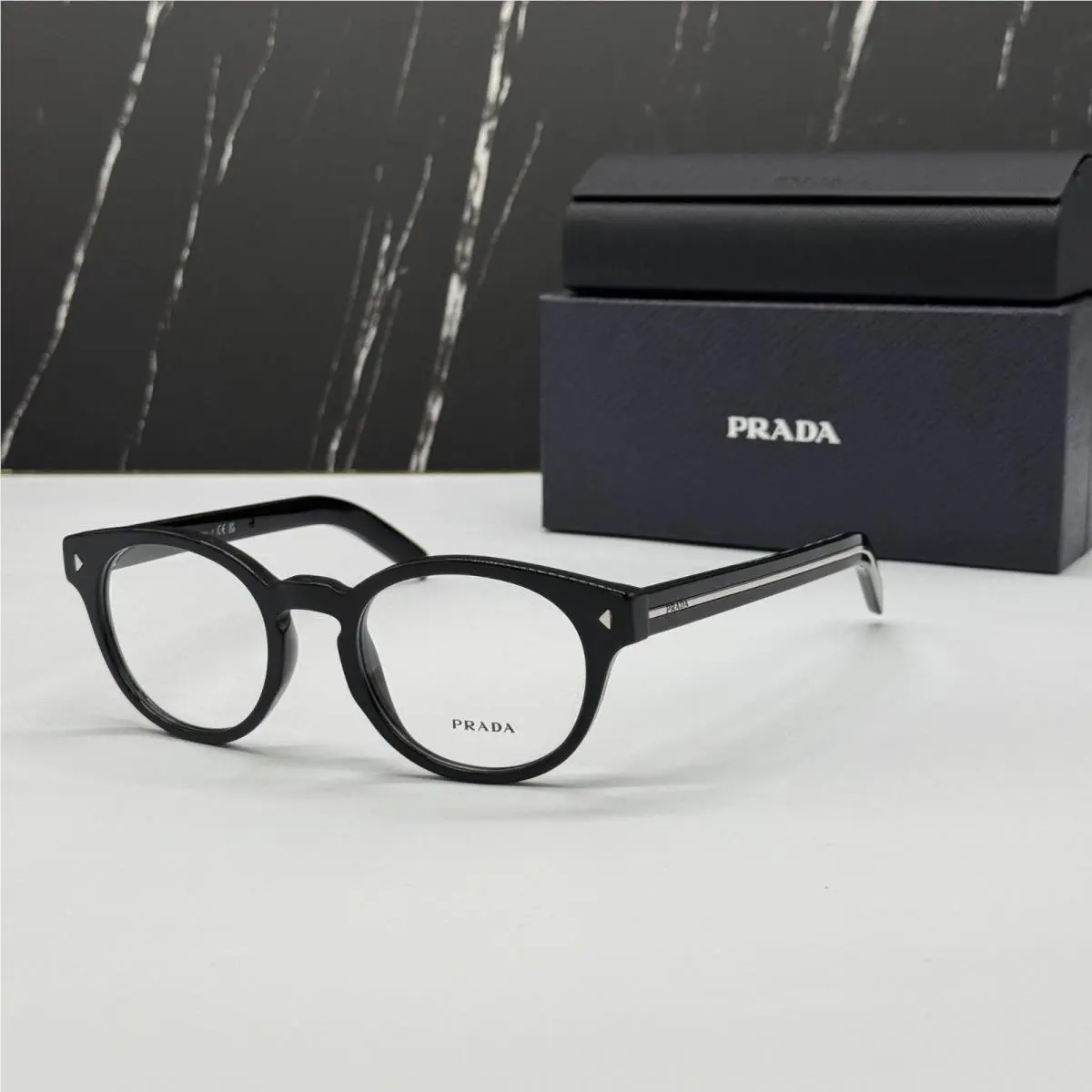 Prada PRA14V 16K1O1 Black Round Eyeglasses Prada PR A14V