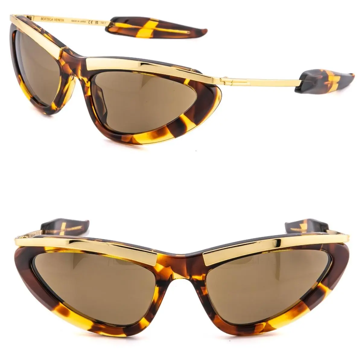 1477 BV1477S Brown Havana Prisma Cat Ribbon Wrap Sunglass 003 by Bottega Veneta