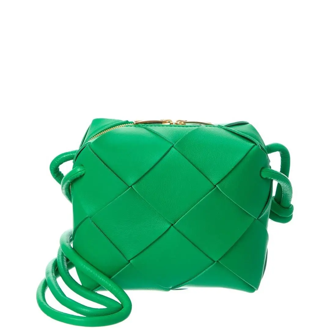 Bottega Veneta Cassette Mini Intrecciato Leather Camera Bag Women`s Green