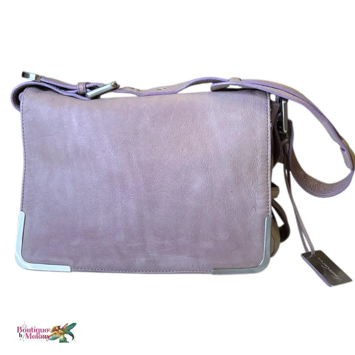 Kenneth Cole NY Purple Leather Shoulder Bag Flap Over