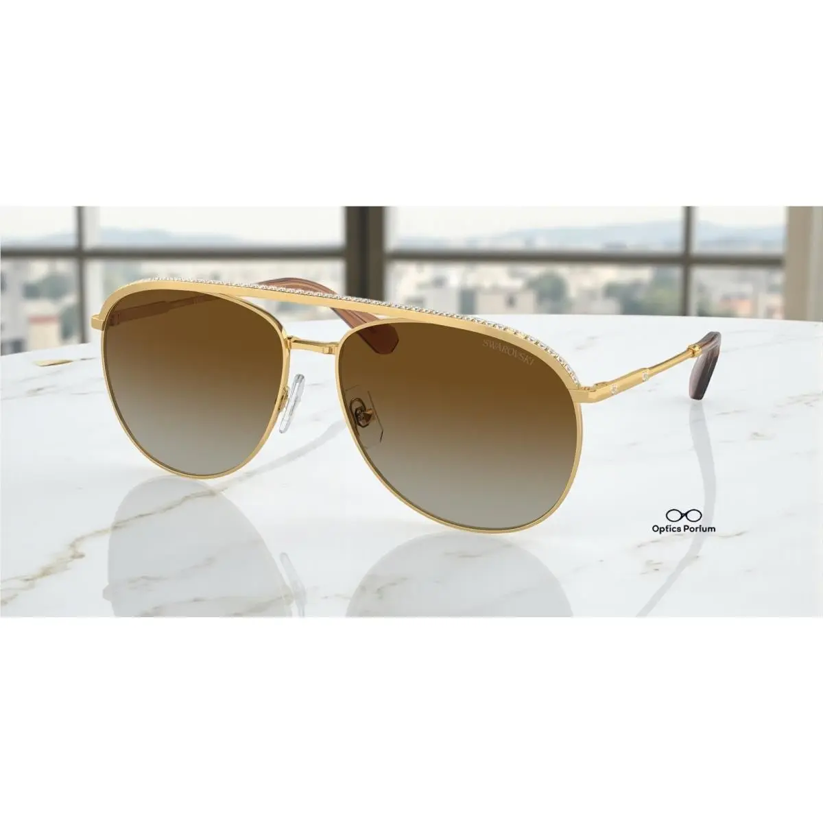 Swarovski SK7005 4004T5 Gold Gradient Brown Polarized 58 mm Women`s Sunglasses