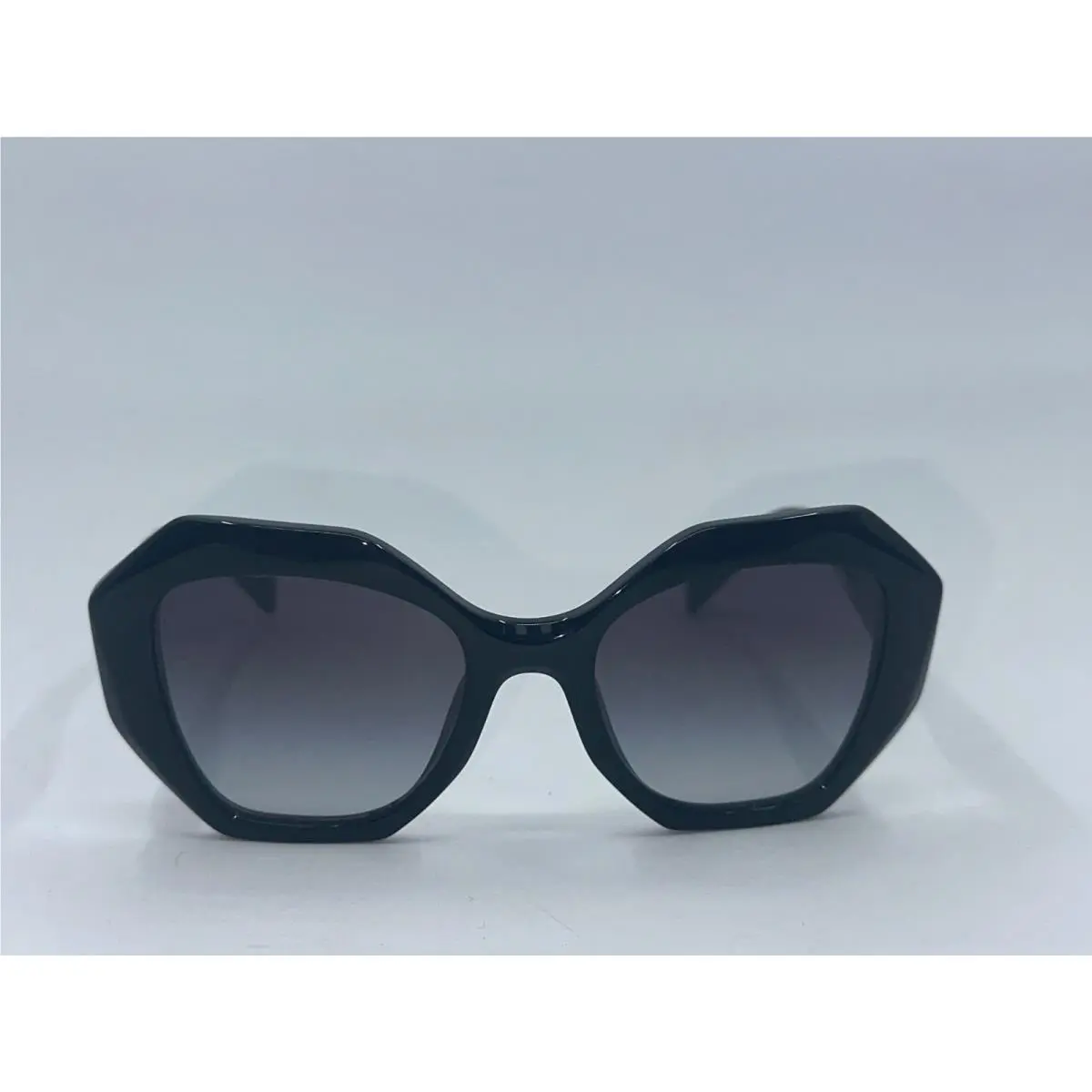 Prada SPR16W Black Oversized Hexagon Sunglasses Gray Gradient