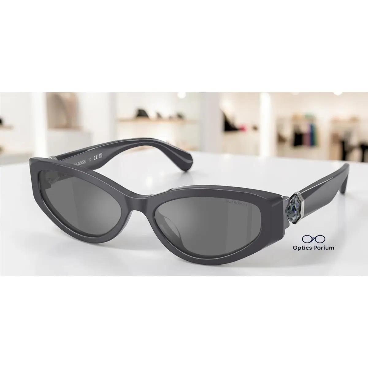 SK6045U 10836G Dark Grey Grey Mirror Black 55 mm Women`s Sunglasses by Swarovski