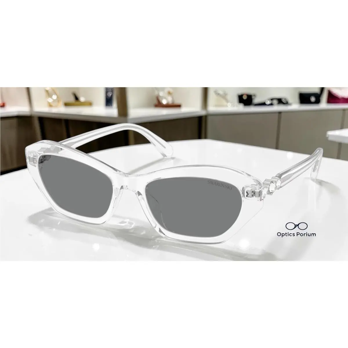 Swarovski SK6048 102787 Transparent Dark Grey 54 mm Women`s Sunglasses