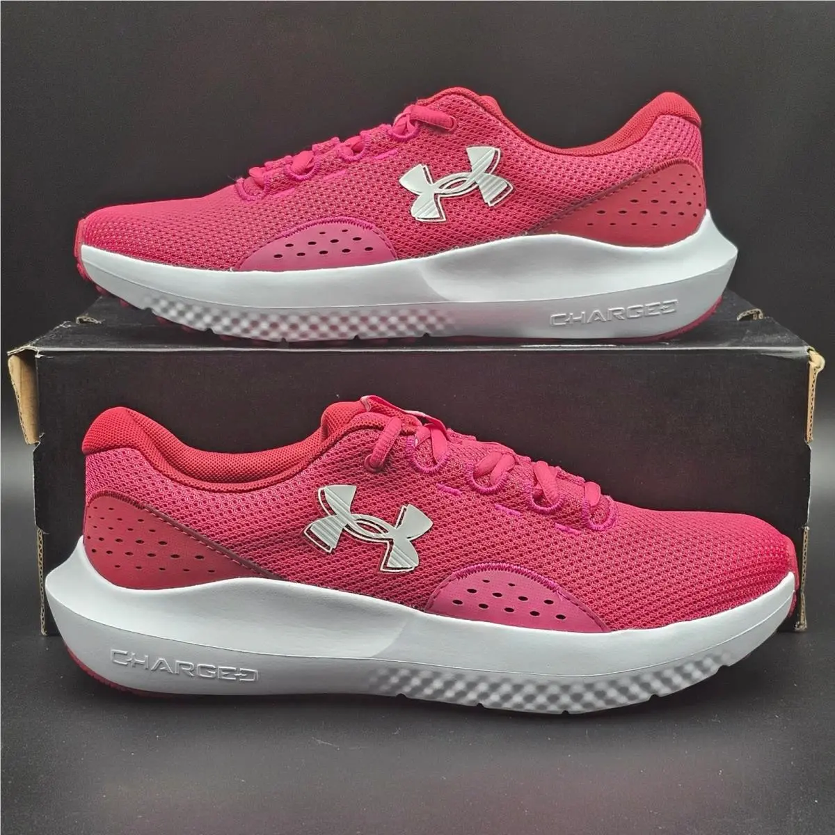 Under Armour Charged Surge 4 Womens Running Shoes Pink Red 3027007-681 Size 10