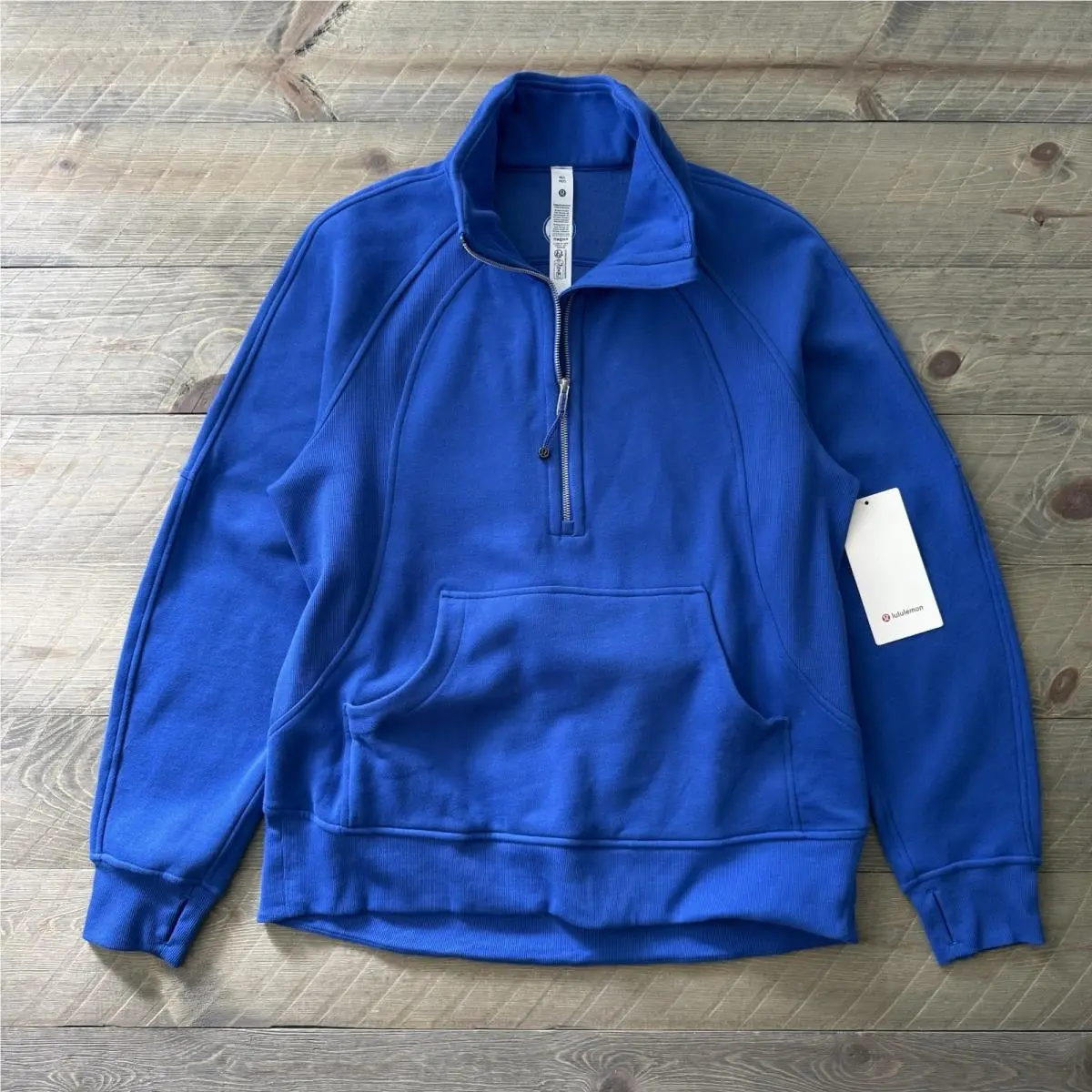Lululemon Scuba Oversized Funnel Neck Half Zip Long Womens M/l Cerulean Blue