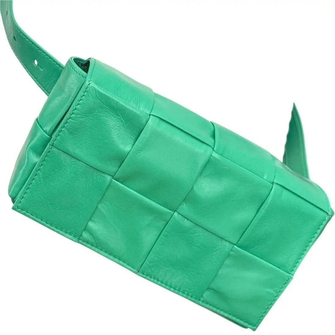 Bottega Veneta Cassette Belt Bag Parakeet Green Maxi Intrecciato Leather 651053
