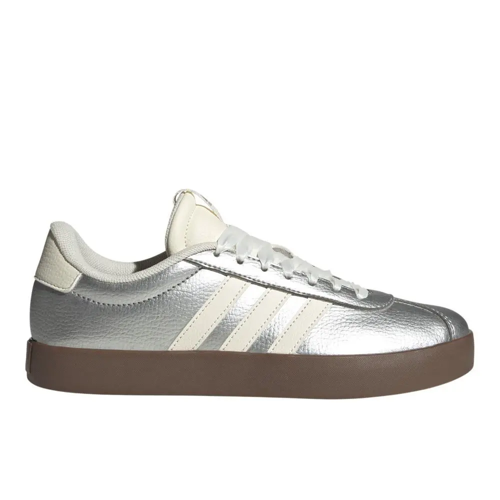 Adidas Vl Court 3.0 Lace Up Womens Silver Sneakers Casual Shoes JQ7315
