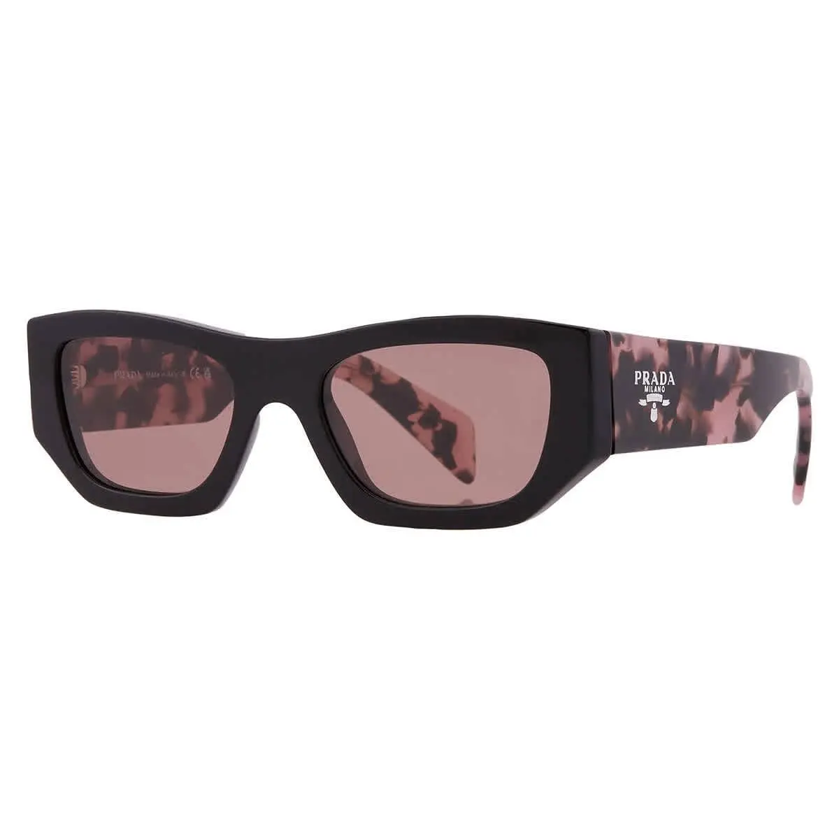 Prada Light Brown Rectangular Ladies Sunglasses PR A01S 13P60B 53 PR A01S 13P60B