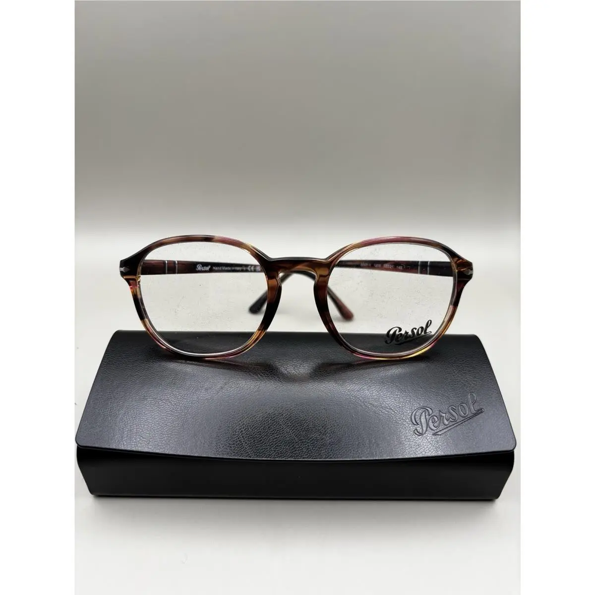 PO3343V Eyeglasses Frame Striped Bordeaux Clear Demo Lens 53mm Italy by Persol