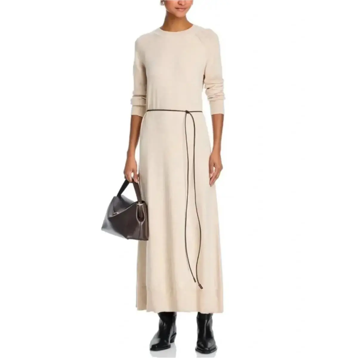 Rag Bone Belted Maxi Sweater Dress Size XS Ivory Wool Blend Loren