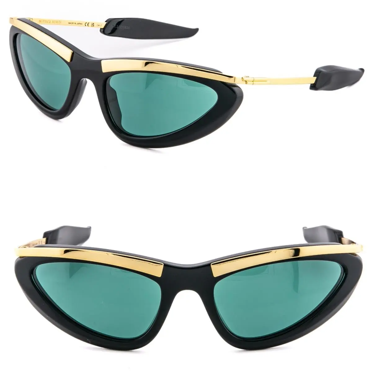 Bottega Veneta 1477 BV1477S Black Green Prisma Cat Ribbon Wrap Sunglass 002