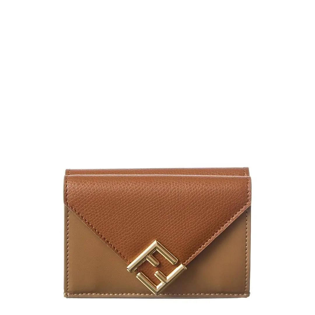 Ff Diamond Mini Leather Wallet Women`s Brown by Fendi