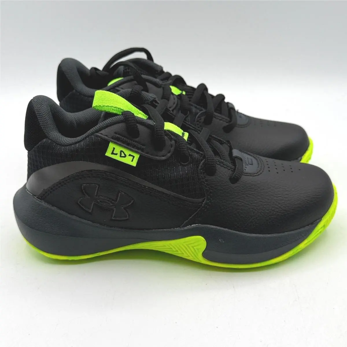 Under Armour UA PS Lockdown 7 Unisex 1Y Black Neon Green Basketball 3028514-006