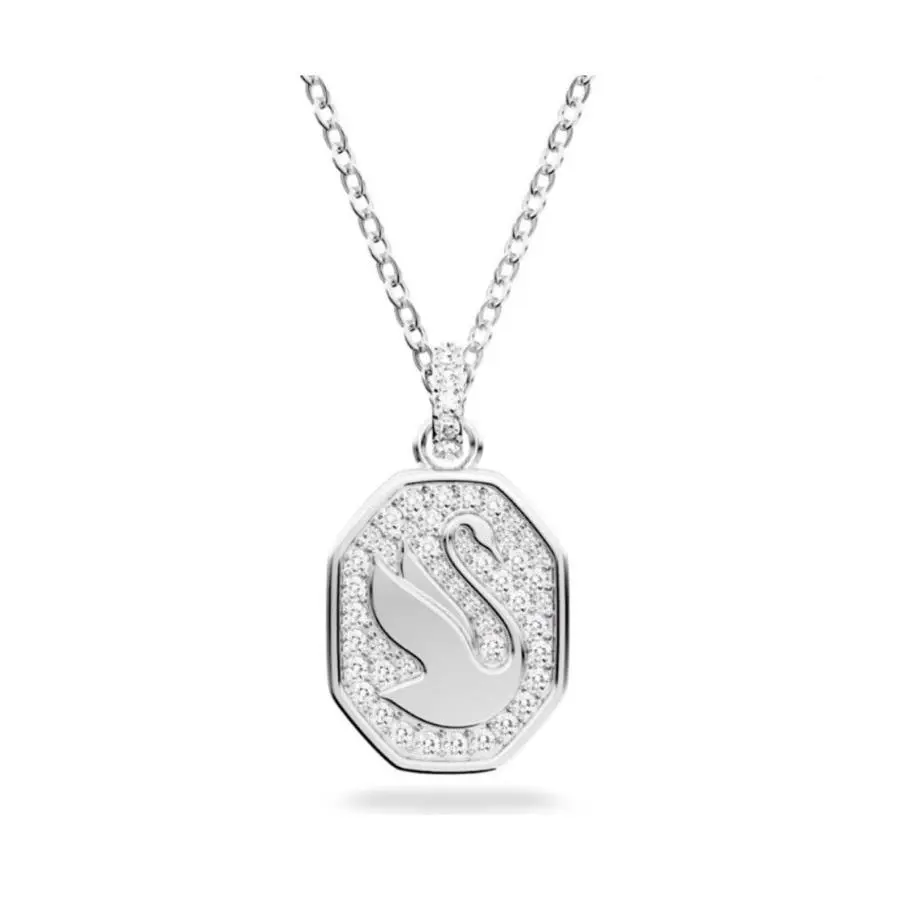 Signum Pendant Swan White Rhodium Plated Necklace w/ Box by Swarovski