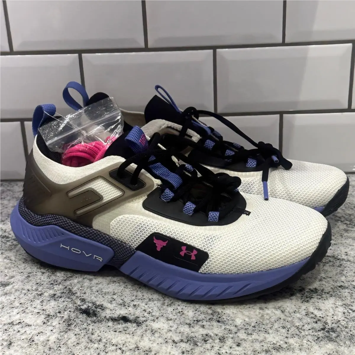 Under Armour Project Rock 5 White Purple Mens 10 Training Shoes Womens 11.5