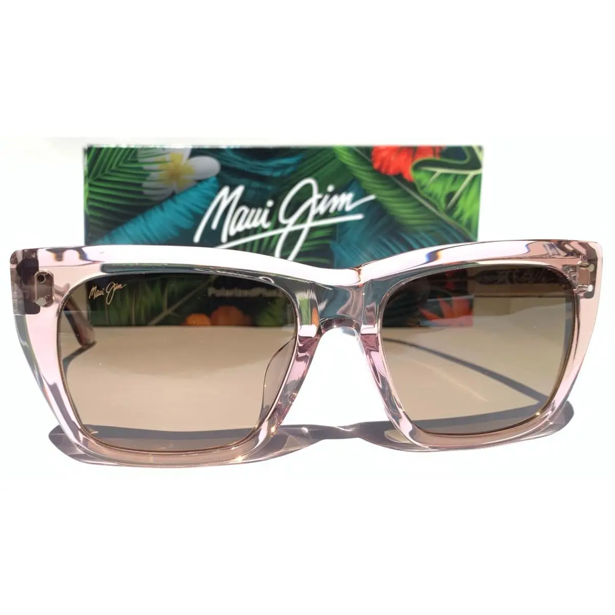 Maui Jim Aloha Lane Polarized Clear Pink Rose Bronze ST Glass Sunglass MJ893-09$