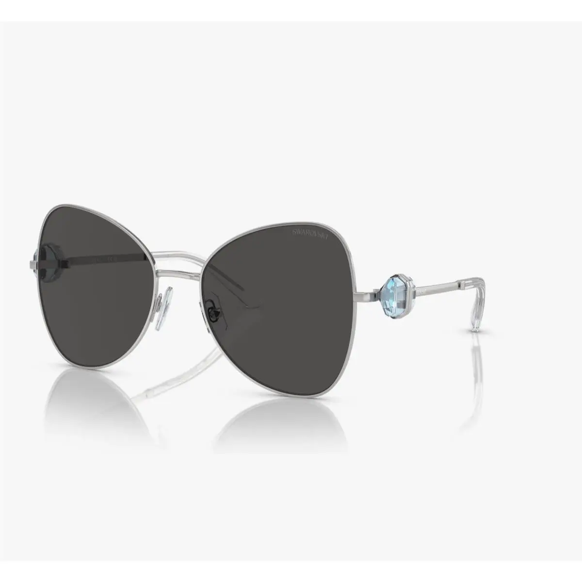 Swarovski Womens Sk7002 Butterfly Sunglasses Silver/dark Gray
