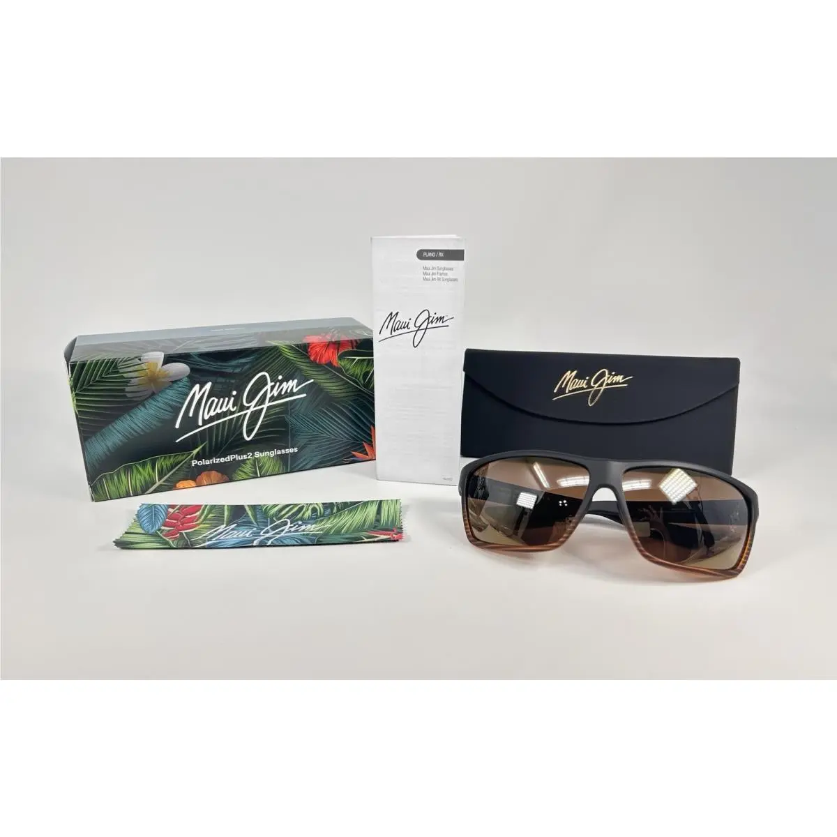 Maui Jim Alenuiaha Black Brown Stripe Polarized Sunglasses MJO839S 004