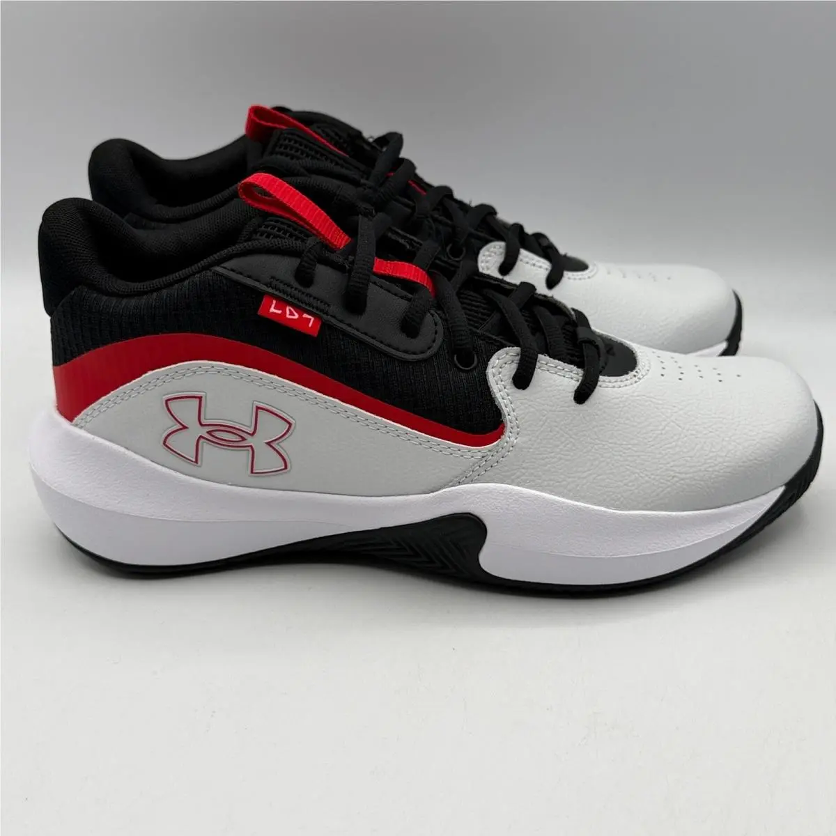 Under Armour Lockdown 7 Men 8.5 White Black Red Basketball Shoes 3028512-100
