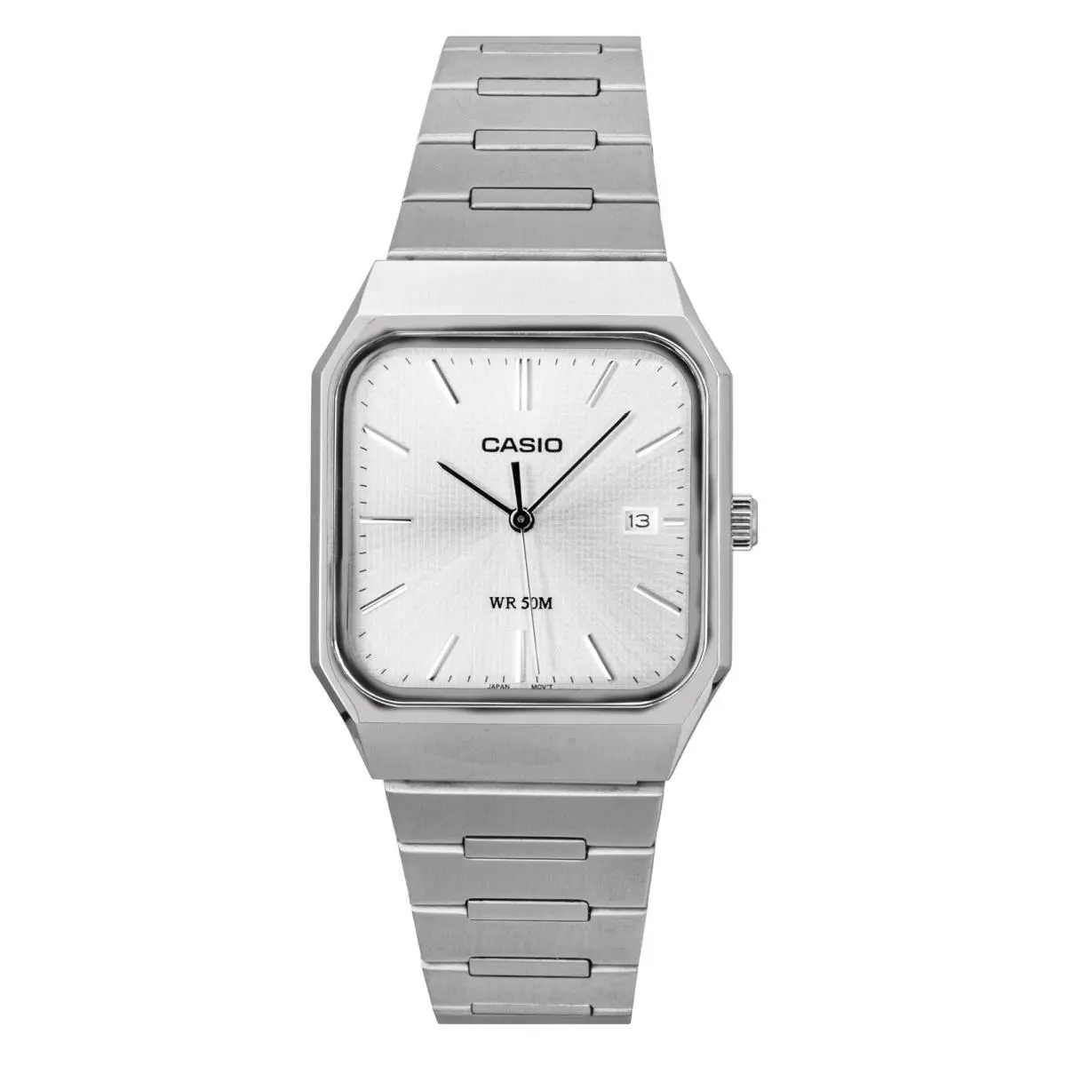 Casio Standard Silver Dial Quartz Casual Analog Men`s Watch MTP-B185D-7AV - Dial: Silver, Band: Silver, Bezel: Silver
