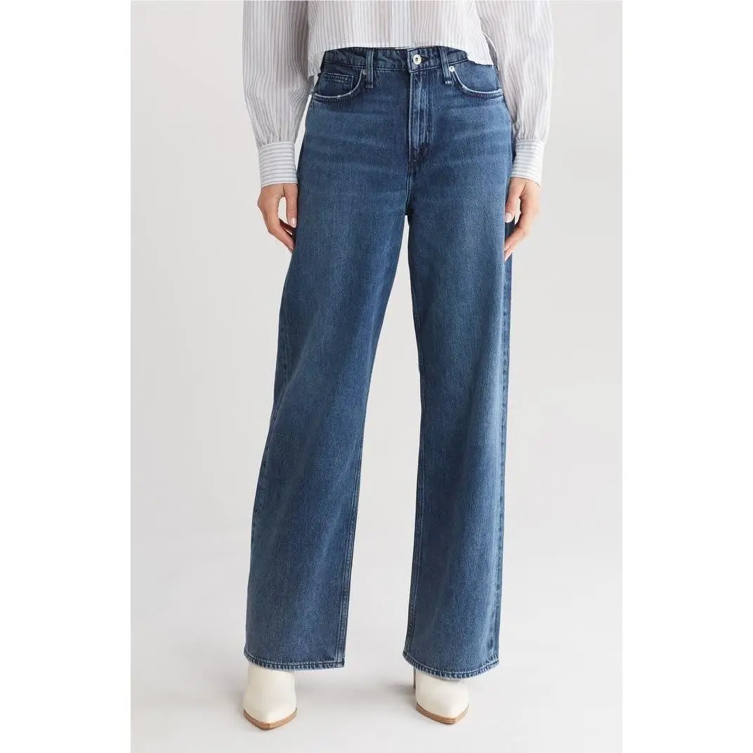 Rag Bone Logan Mid-rise Wide Leg Jeans Charlock Blue Denim