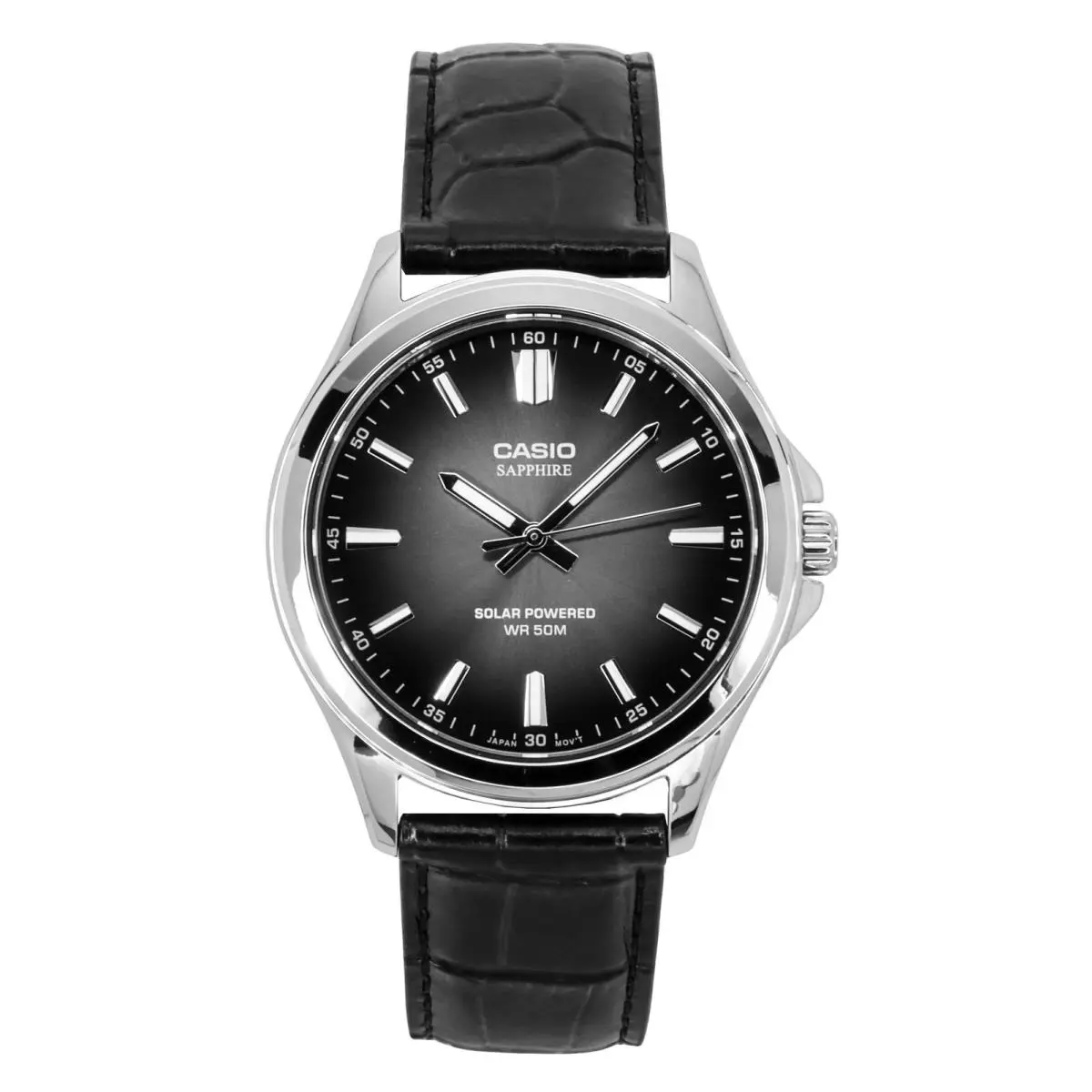 Standard Analog Leather Strap Black Dial Solar MTS-RS100L-1AV Men`s Watch by Casio