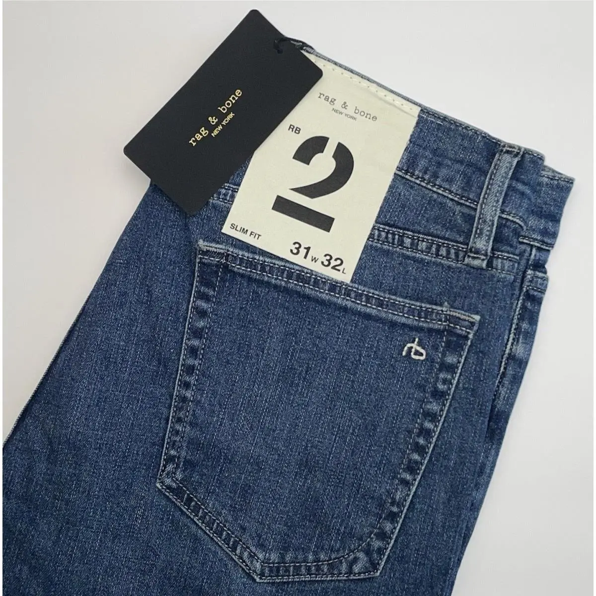 Rag Bone Fit 2 Slim Fit Jeans Mens 31x32 Bogart Blue Denim Stretch