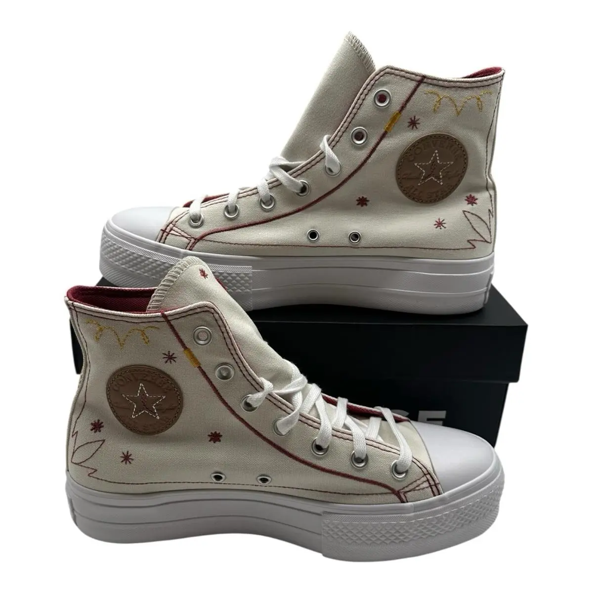 Converse Chuck Taylor All Star Lift Platform Western Stitch Shoes Women`s Size 7