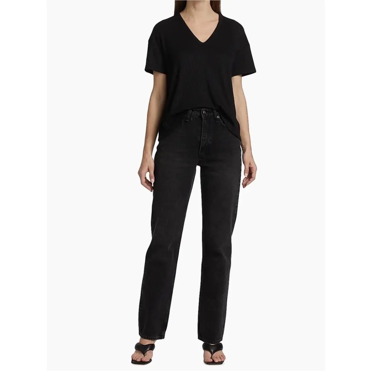 Rag Bone Alex High Rise Straight Leg Jean Dark Wash Classic Designer Denim