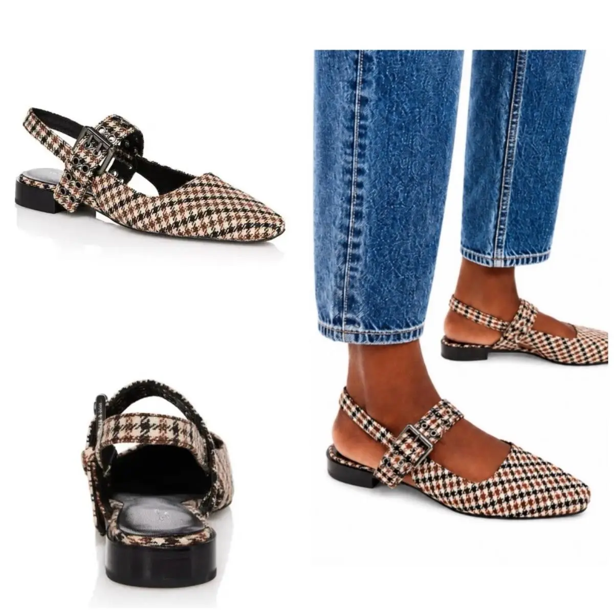 Rag Bone Astra Slingback Flats In Tan Multi Size:37 US 7 by Rag & Bone