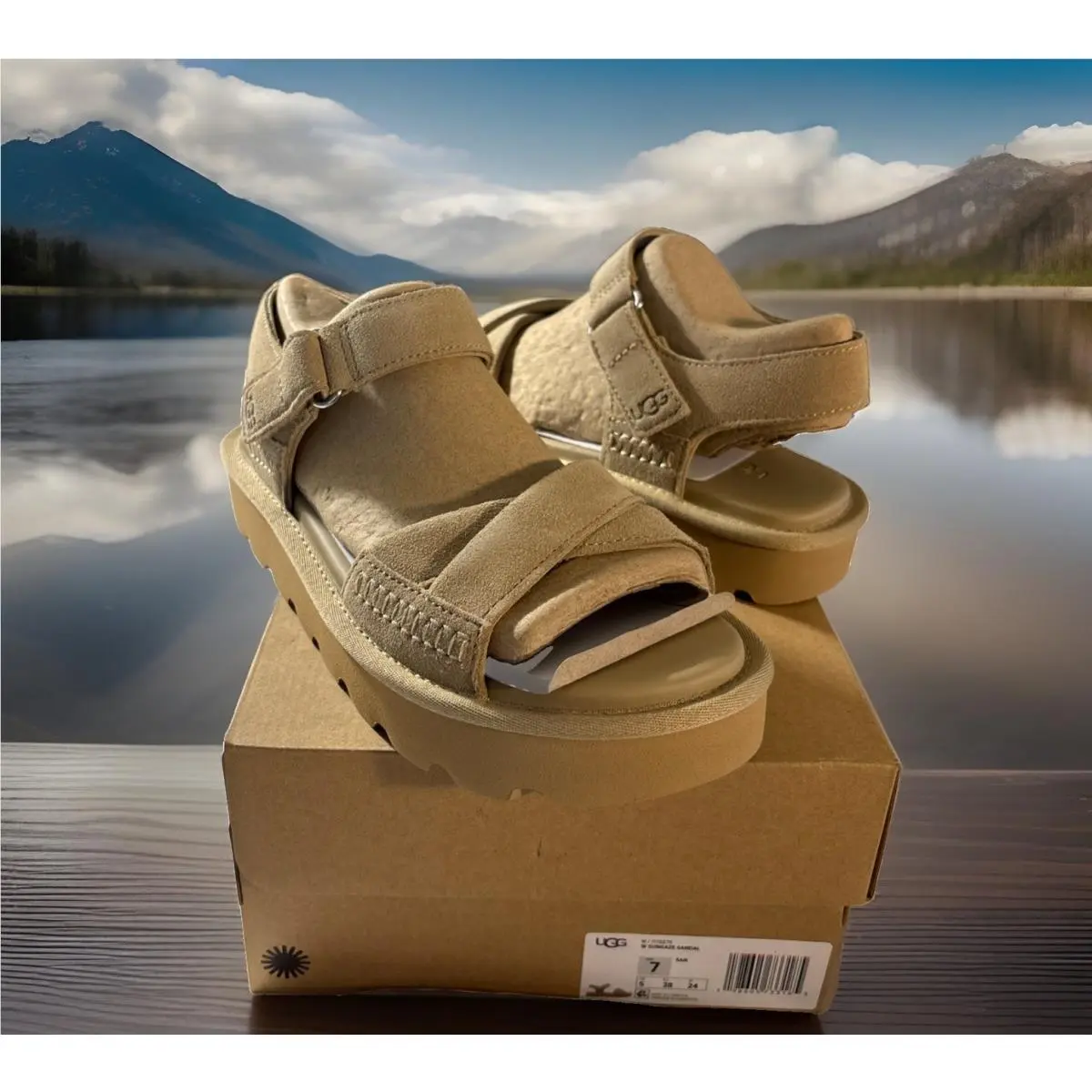 Ugg Sungaze Strappy Sandal 1178875 Sand Platform Woman’s Size 7