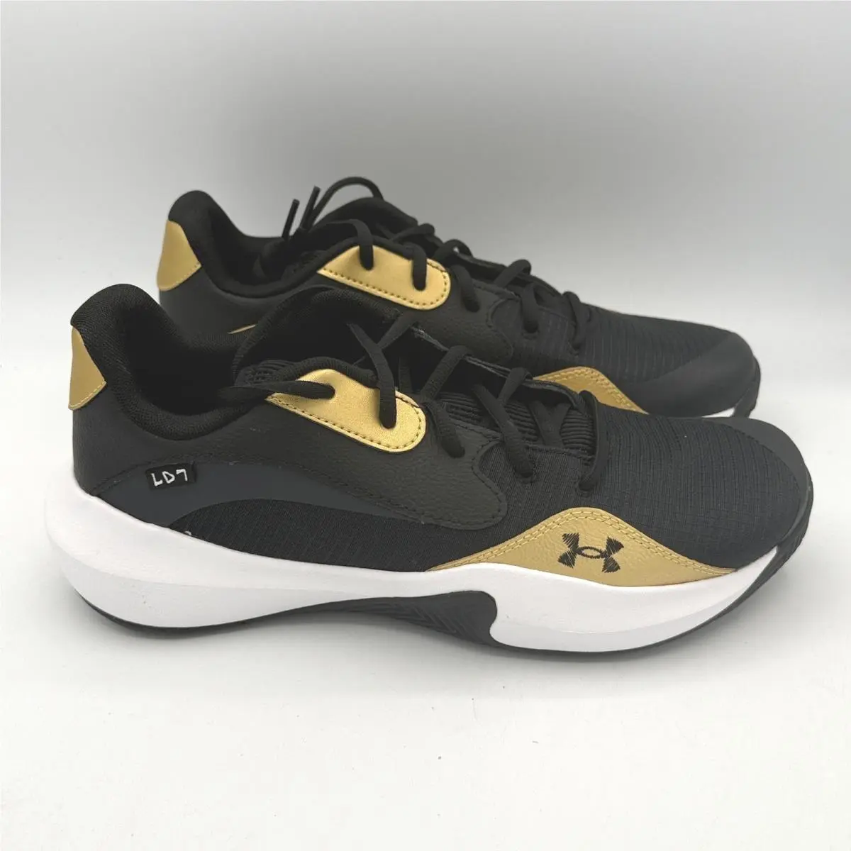 Under Armour Lockdown 7 Low Shoes Mens 10 Black Gold Basketball 3027646-001