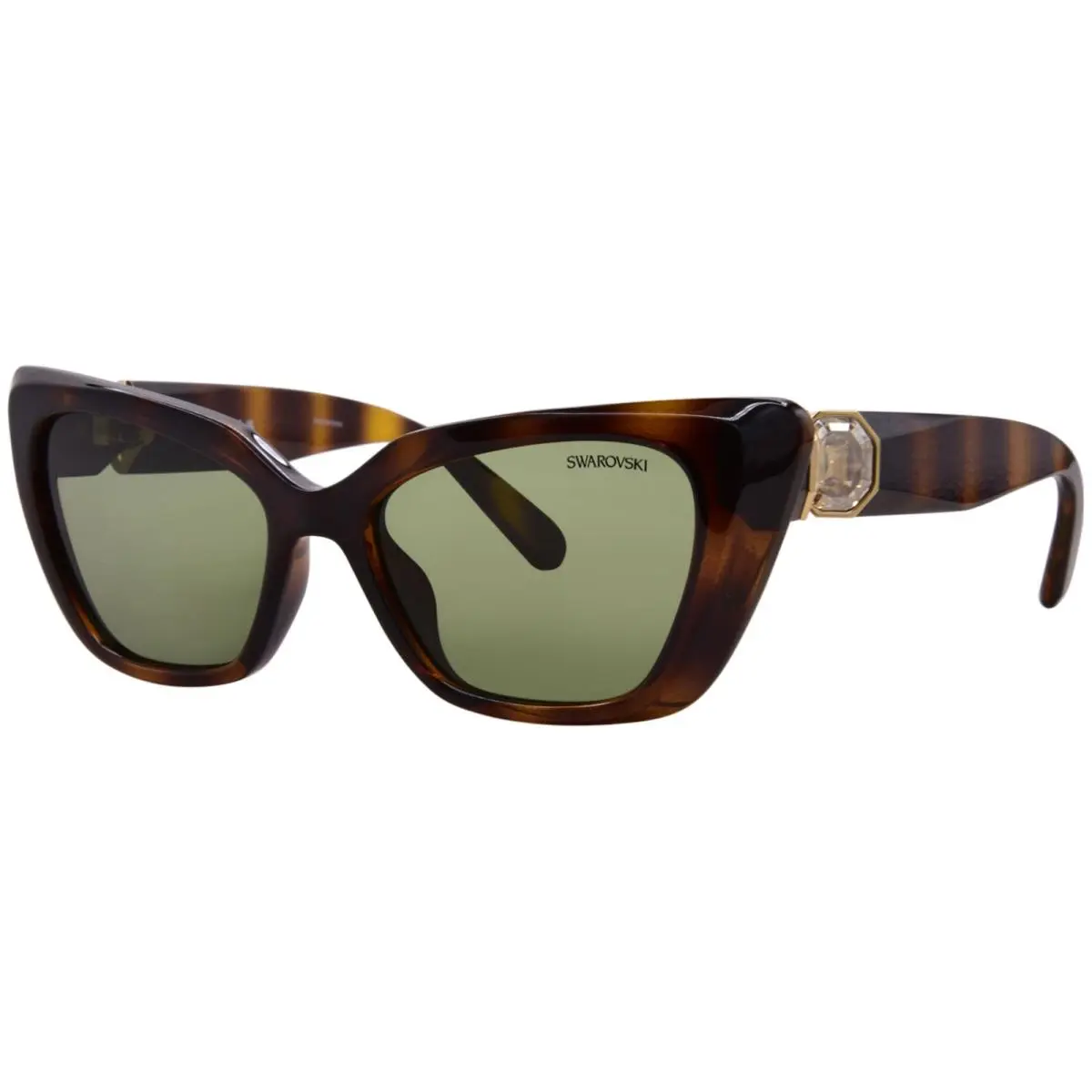 Swarovski SK6047 100271 Sunglasses Women`s Havana/dark Green Cat Eye 54mm - Frame: Havana, Lens: Green