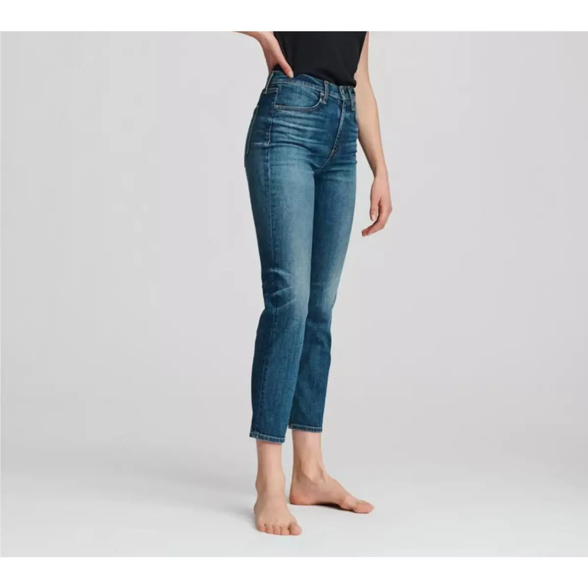 Rag Bone Womens Nina Jeans 27 US 4 Blue High Rise Ankle Cigarette Cropped