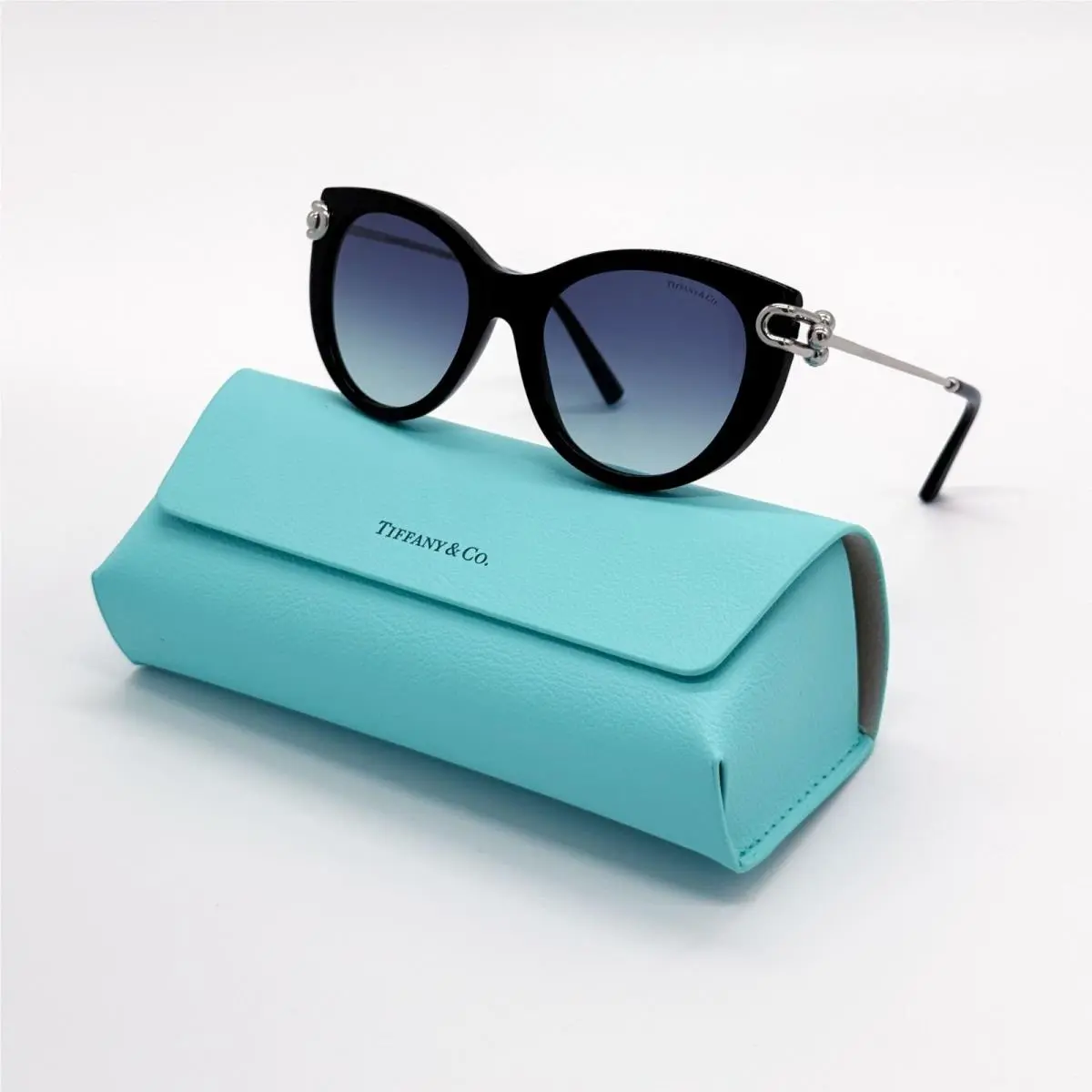Tiffany Co Sunglasses Women Black Silver Cat Eye TF4232 8342/9S