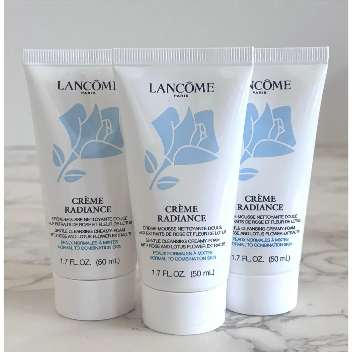 3x Lancome Creme Radiance Gentle Cleansing Creamy-foam 1.7 fl oz Travel Size