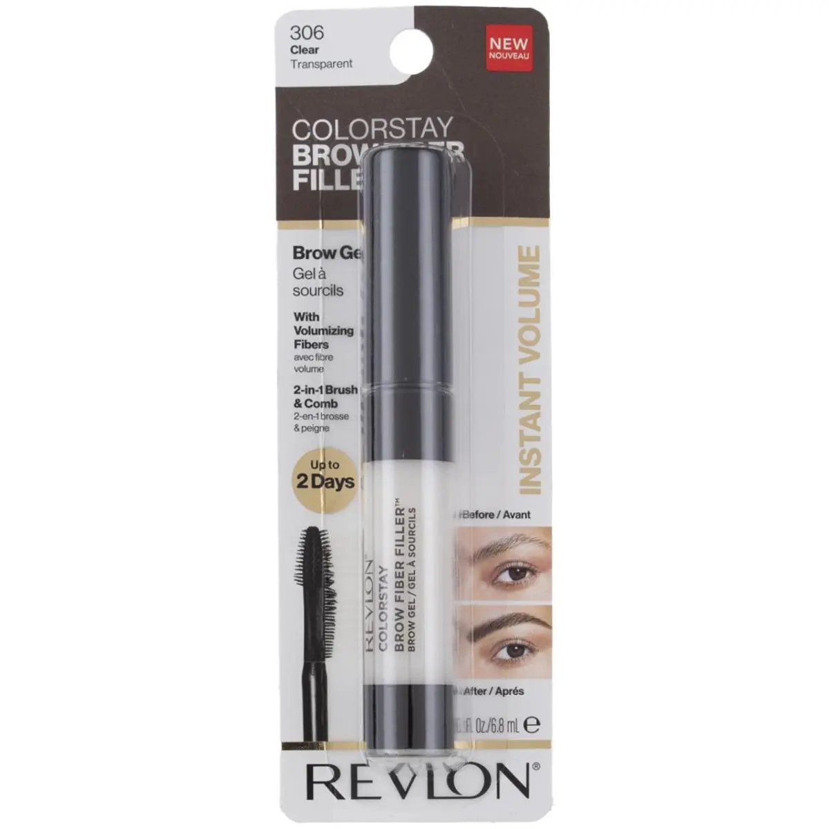 6 Pack Revlon Colorstay Fiber Filler Brow Gel Clear 306 0.23 fl oz