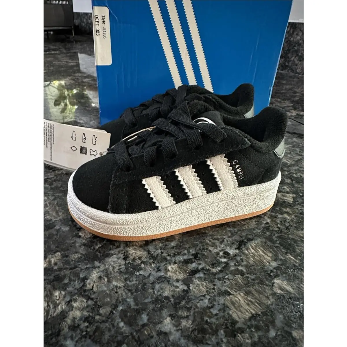 Adidas Campus 00s Core Black Gum” Colorway Size 6K 8k. JI4335 Infant Shoes