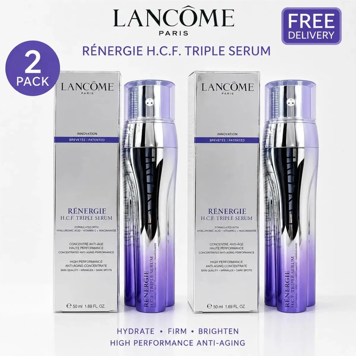 Lancome Renergie H.c.f Triple Serum Anti-aging Vitamin C 1.7oz /50mL Pack of 2