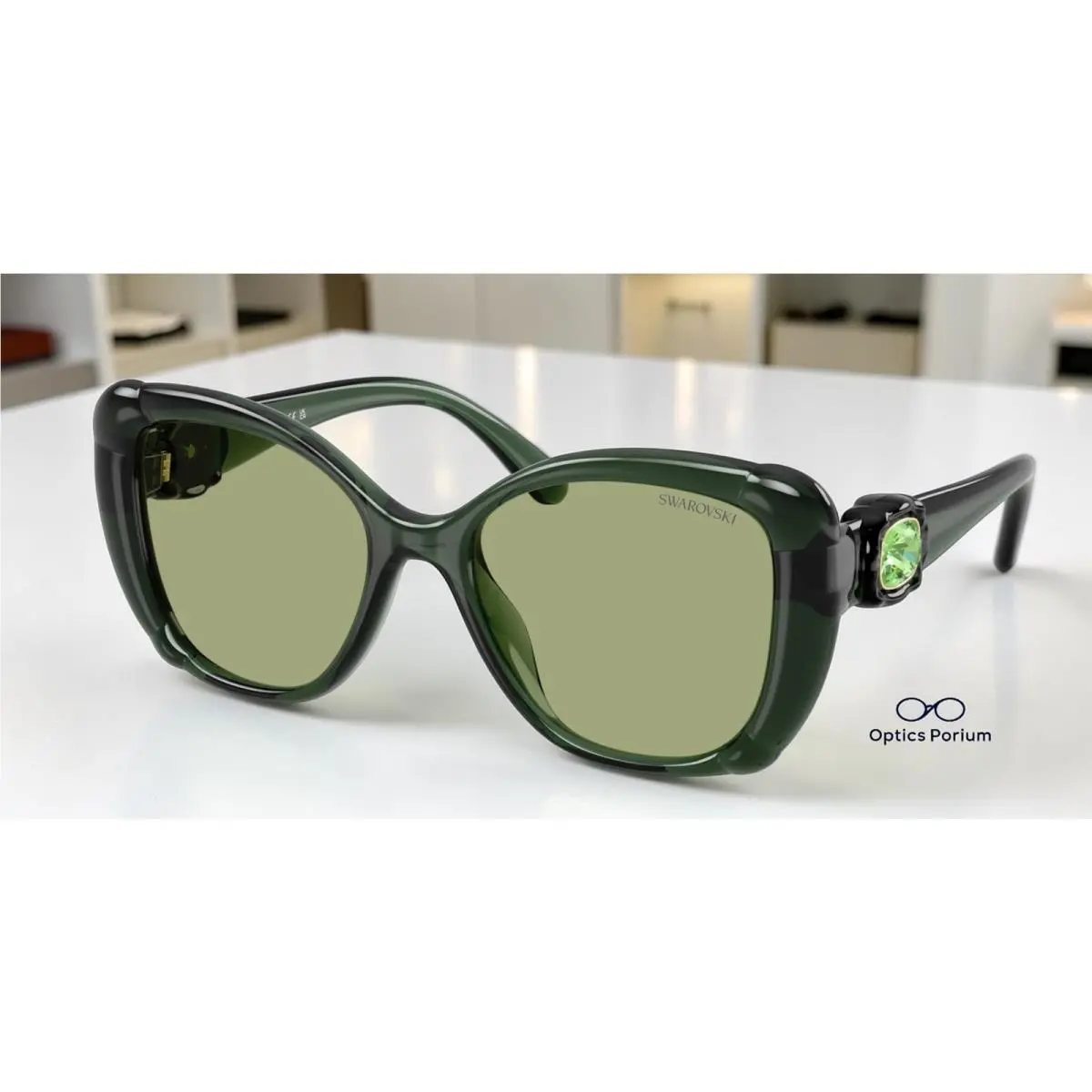 SK6051U 104382 Transparent Green Green 53 mm Women`s Sunglasses by Swarovski